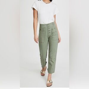 NWT Pistola Denim High waist Sea Mist cropped trouser. Size 33